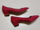 St  John Block Heels Shoes Size 8 Red Suede Vintage