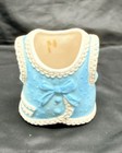 Vintage Ceramic Blue Baby Vest Planter Vase Made In Japan 7302 Nursery Decor