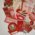 35 Pc Red Junk Journal Paper Pack Vintage Paper Ephemera Lot Tickets Labels Q69