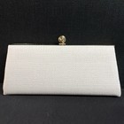 Vintage Ila Of California Clutch Handbag Evening Bag Ivory Gold Frame Mirror Euc