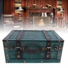 Vintage Storage Trunk  Wooden Suitcase For Home Decor With Pu Leather Handle    