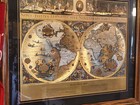 Blaeu Wall Map Gold Foil  Framed  Size 24x28 Vintage World Map