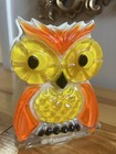 Vintage Lucite Owl Napkin Letter Holder Yellow Orange Acrylic Mcm 60s - 70s Euc