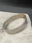 Vintage Silver Tone Embossed Bangle Bracelet 7   