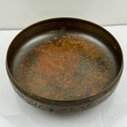 Hand Hammered   Carved Vintage Copper   Brass Wide Bowl 3 Claw Feet Heavy Patina