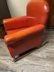 Vintage 1950 s Mid Century Modern Mcm Retro Child s Red Vinyl Rocking Chair Nice