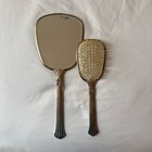 Vintage Silver Plated Embossed Floral Dresser Vanity Set Hand Mirror    Brush