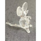 Glass Mouse Figurine  Vintage Clear Hand Blown  1970s