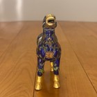 Vintage Cloisonn   Horse Figurine     Blue Floral Enamel Brass Horse Statue 4 5 