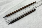 2pc Wood Pen Set  Silver-tone Bands  Metal Tips   One Clip