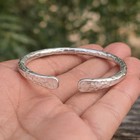 Solid 925 Sterling Silver Handmade Women Hammered Adjustable Cuff Bangle   M1591