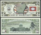 Arkansas State Million Dollar Bill W Map  Seal  Flag  Capitol- Lot Of 10 Bills