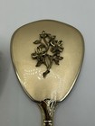 Vintage Gold Tone Vanity Set Mirror  Brush   Comb Floral Design