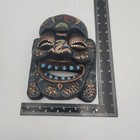 China Buddhism Old Wood Hand-painted Carved Bird Worship People Head Mask Statue