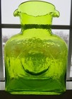 Vtg Blenko Kiwi Or Celery Green Double Spout Water Bottle  384 Carafe Pitcher