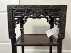 Antique Chinese Carved Hardwood Table Marble Top 19th Century Late Qing Period