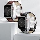 Butterfly Clasp Leather Band Strap For Apple Watch 11 10 9 8 7 Se 42 45 46 49mm