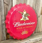 Budweiser Bud Beer Bottle Cap Large 18  Metal Aluminum Sign Garage Bar New