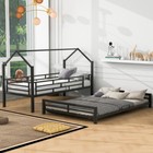 Heavy Duty Metal House Bunk Bed Twin Over Full Loft Bunk Bed Frames Platform Bed