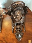 Vtg Mated Pair Ornate Angel Wall Shelf Corbels Carved Wood Look 12 X 9 X 8 Each