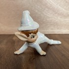 Vintage Lefton Pixie Elf Fairy Crawling Figurine 1950s White Iridescent