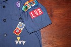 Cub Boy Scouts Of America Bsa Youth Shirt Blue Large Sewn Patches Short Sleeve