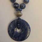 Lee Sands Sodalite And Pearl Necklace Silvertone Beads Nice