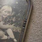 Antique Wood Convex Curved Bubble Glass Toddler Girl Photo Picture Frame 22   x14