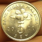 Malaysia 2010 5 Sen Gem Unc top With String free Shipping