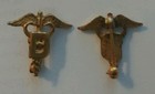 Pre Wwii Dentist Caduceus Collar Dental Pinback Insignia Us  Pre-ww2 All Gilt