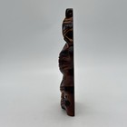 Maori Carved Wooden Tiki Totem Vintage Statue Figure With Paua Shell Eyes