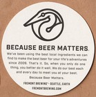 Fremont Brewing Beer Coaster Seattle Wa