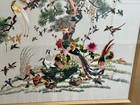 Vintage Chinese Silk Embroidery Art    hundred Birds Phoenix    Framed 37x26  Rare