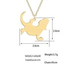 Stainless Gecko Dragon Lizard Gold Silhouette Pendant Necklace W 18in Chain