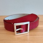 Anne Klein 1033202 Italian Leather Red Belt 1 5  Wide Silver Buckle Womans M