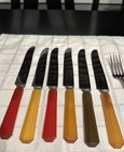Vintage Bakelite Flatware 16 Butterscotch Red Green Brown Stainless Steel