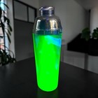 Rare-vintage Uranium Glass Tall Cocktail Shaker 3 Piece Strainer Lid - 