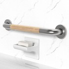 Safety Grab Bar For Bathroom 24 Inch  Natural Bamboo Handle  Ada Compliant