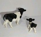 Vintage Hagen-renaker Bone China Miniature Holstein Cow Set Mama And Calf
