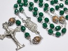 Saint Patrick Rosary Green Glass Brown Stone Prayer Beads Ireland Irish Handmade