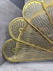 Vtg Brass Ornate Griffin Retractable 9 Panel Fireplace Fire Screen 37x27 Peacock