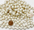 10 Feet Vintage Hong Kong Satin 10mm  Pearl Brass Rosary Continuous Chain 1016