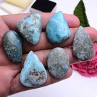 6 Pcs Natural Larimar 30mm-36mm Cabochon Untreated Loose Gemstones Wholesale Lot