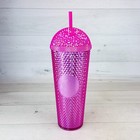 Starbucks Iridescent Hot Pink Domed Diamond Studded Venti Cold Cup Tumbler New