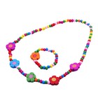 2pcs set Little Girls Jewelry Set  Wooden Stretch Necklace Bracelet Play