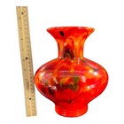 1960s Mid Century Flambe Red Drip Glaze Large Pottery Ceramic Vase Vintage 9   t