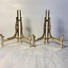 Pair Of Large 10 Inch Metal Easel Brass  Finish   Plate Holder   Display Stand