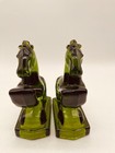 Le Smith Emerald Green Rearing Horse Glass Bookend Heavy Vintage Set Of 2