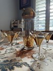 Vintage Mcm Martini Shaker And Glasses Set   Gold And Copper