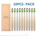 10pcs Natural Bamboo Toothbrush Set Soft Bristle Charcoal Teeth Whiten Uu78